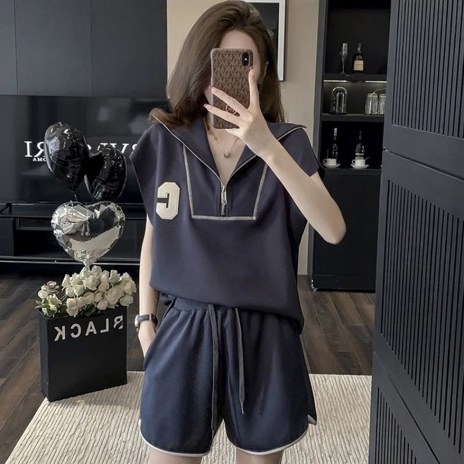 Kingfishe 여성 여름 패션 트레이닝 상하세트 반바지 투피스 데일리룩 ru523FJ7