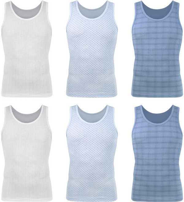 제임스딘 남성 순면 컬러패턴 프린트 민소매 런닝 6종 세트