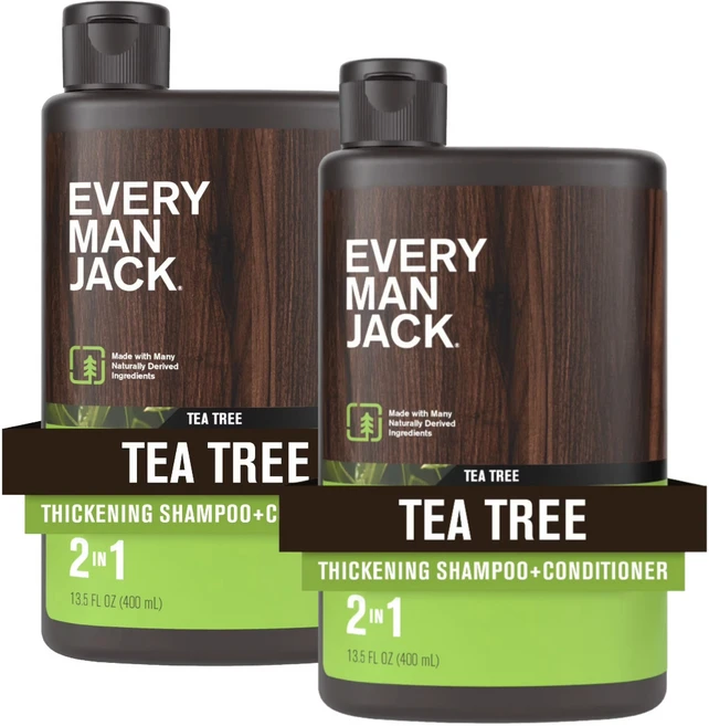 에브리 맨 잭 2-in-1 샴푸&컨디셔너 티트리, 2개, 400ml - 쿠팡