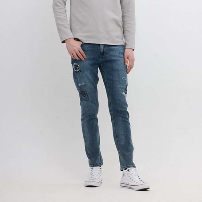 [jambangee] 남성) 프리미엄 지퍼&다트 디테일 프린트 라텍스구제 올약워싱 TA_AN1DTA215-MB