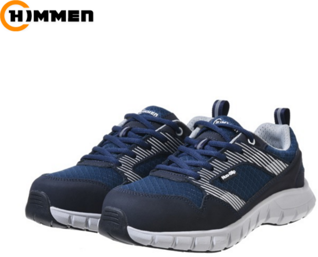 힘맨 논슬립 세제 1등급 경작업용 4인치 끈 안전화 HM-334L 네이비, 1개