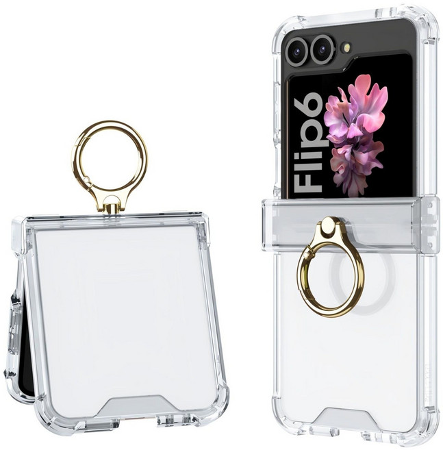 엘디엑크스 투명 핑거링 힌지보호 휴대폰 케이스