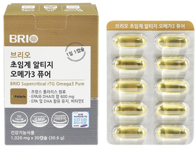 초임계 알티지 오메가3 / 프랑스 폴라리스 원료 / rTG DHA EPA / 임산부 온가족 어린이 청소년 오메가-3 영양제, 1개, 30정