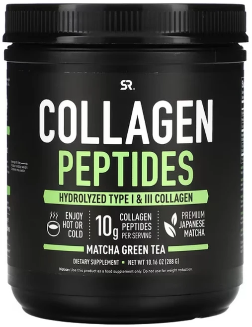 스포츠리서치 콜라겐 펩타이드 하이드롤라이즈드 Type I & III Matcha 녹차 10.16 oz 288 g, 1개, 288g - 쿠팡