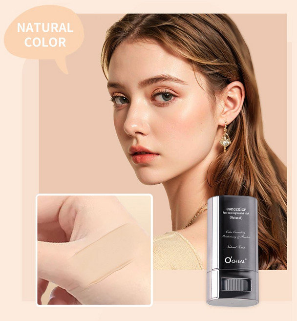 Ocheal 페이스 파운데이션 컨투어 스틱 롱웨어 경량 브라이트 스틱 컨실러 브론저 컨투어링 메이크업 펜, 01 Natural, Natural, 1개