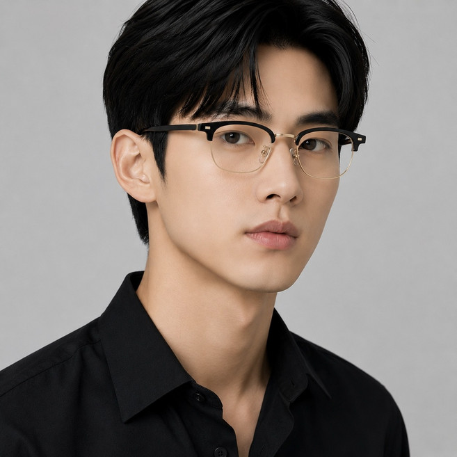 남자 여자 안경 사각 하금테 반무테 메탈 가벼운 직장인 반뿔테