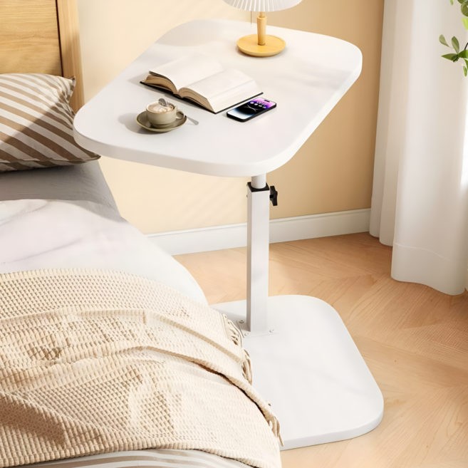 모스터 높이조절 침대 거실 쇼파 사이드 테이블, 화이트화이트