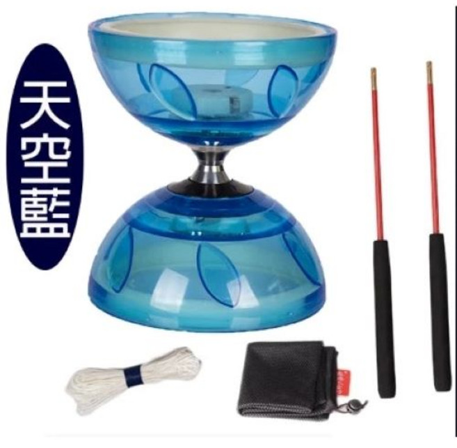 扯鈴 培鈴 安全三軸空竹扯鈴套裝：專業扯鈴棍、耐磨扯鈴線、安全材質，各年齡層適用, 天空藍, 1套