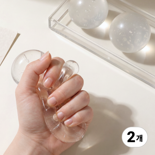리즈니 말랑이 원형 스퀴시 스트레스볼, 2개, 120g, 반투명 화이트