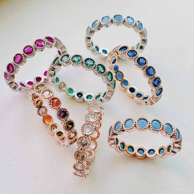 이터니티 컬러 테니스 뺑돌이 반지 ( 핑크 그린 블루 터키석 화이트 반지 큰사이즈 21호까지 )