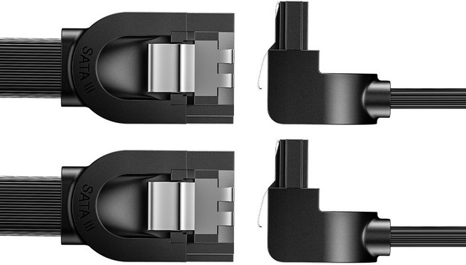 유그린 고급형 SATA3 케이블 90도, 2개, 0.5m