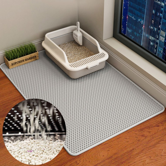 고양이 패드 사막화방지 벌집 모래매트 캣 화장실 발판, 베이지, 1개