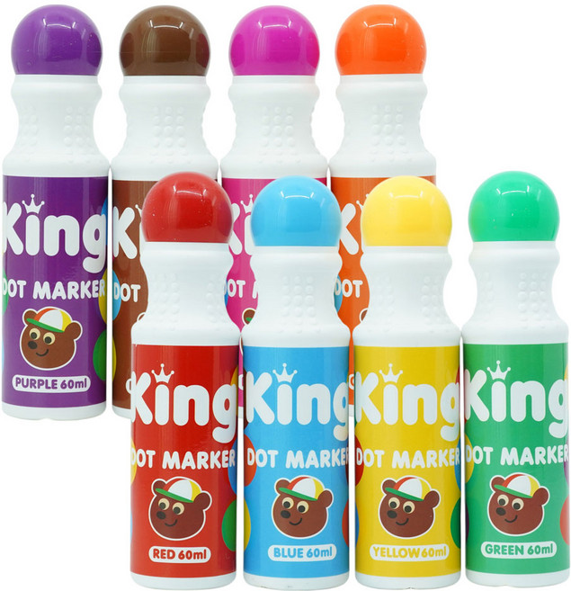따블리에 워셔블 킹 도트물감 미술놀이 유아물감 도트마카 480ml, 1세트, 8색
