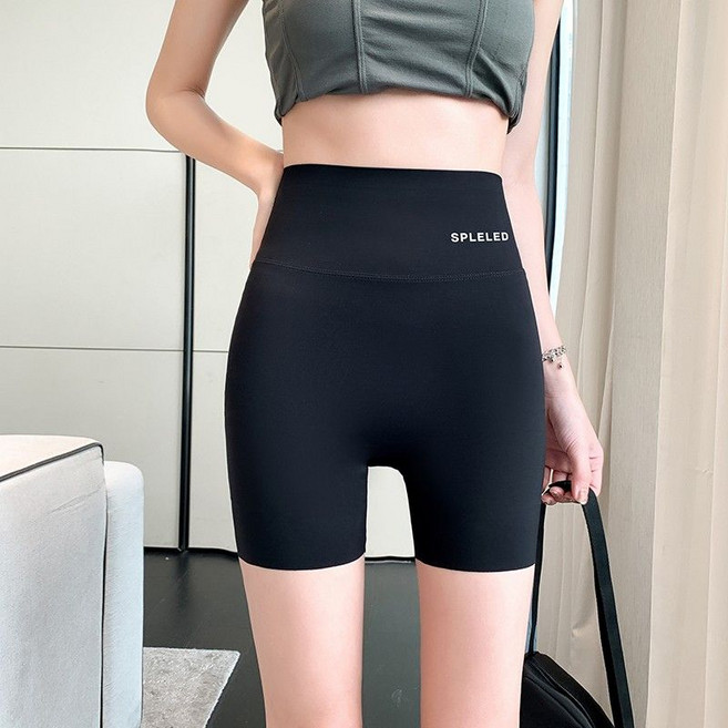五分褲女夏季薄款收腹提臀防走光可外穿緊身打底安全瑜伽短褲, 1個, 三分-黑色【無尷尬線】XL 125-140斤