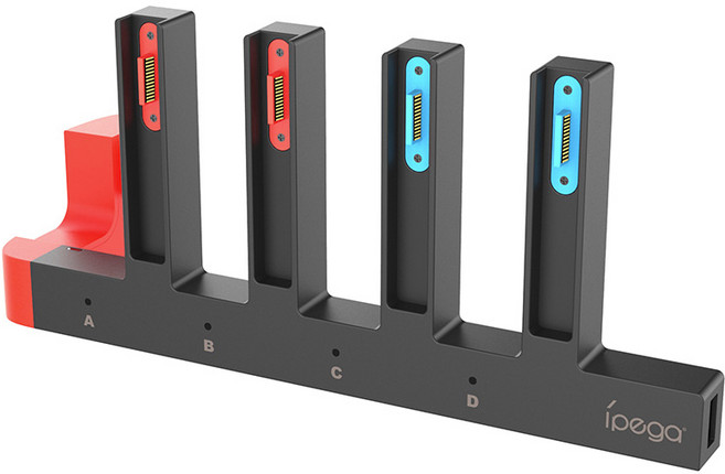 iPega 任天堂 NS Switch / Switch Oled Joy-Con 控制器充電底座 - GS 3C, 黑紅, 1個, Switch 2代 專用