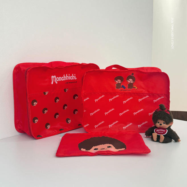 몬치치 레드 파우치 3P (수납별 활용도 좋은 데일리 파우치)