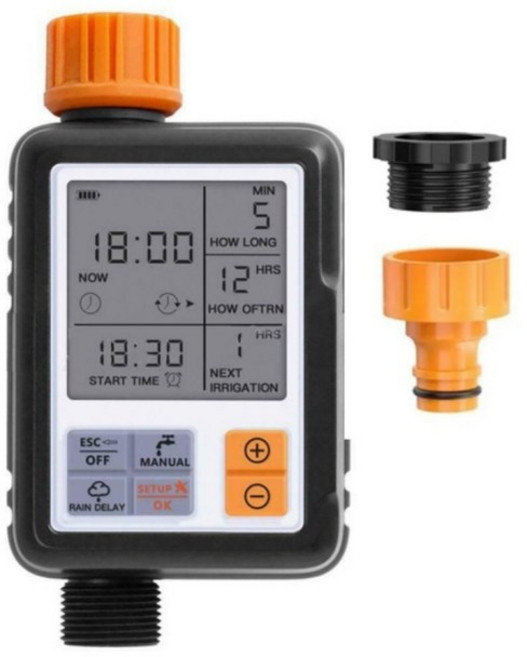 디지털 워터타이머 자동 수동조절 스프링쿨러 컨트롤러 - 관수 타이머 - LCD 디스플레이 - 다기능 원예 물조절기, 1개