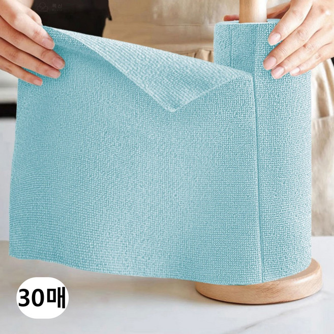 록신 극세사 빨아쓰는 행주 다용도 주방롤타올 30매 30cm, 스카이블루, 1개