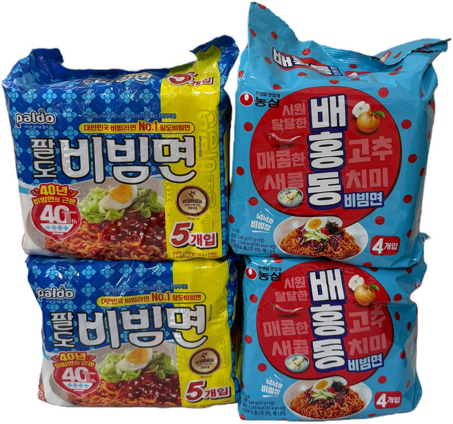 (장우) 팔도 비빔면 10봉 + 농심 배홍동 8봉, 18개