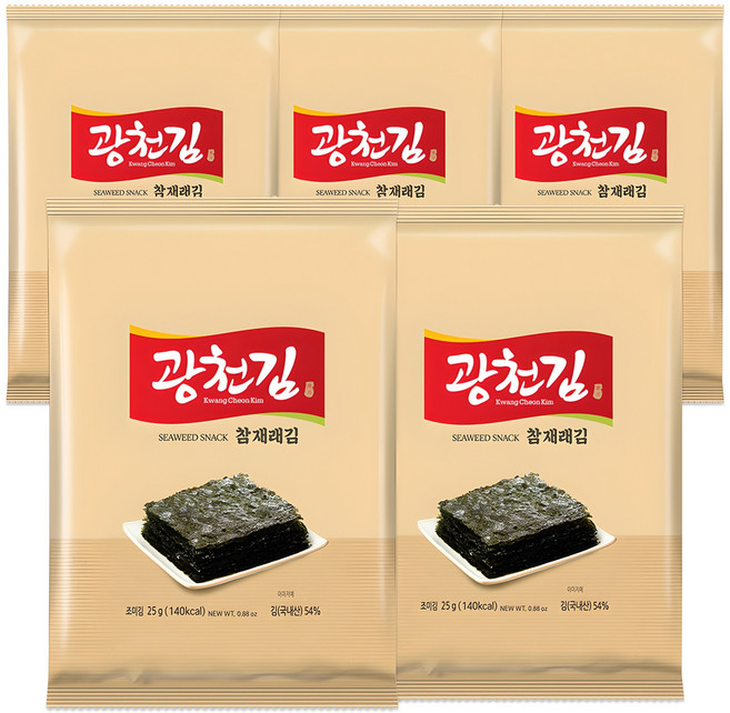 광천김 참 재래 전장김, 25g, 5개