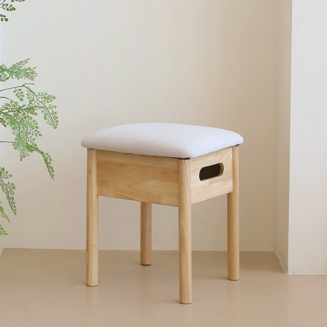 지엠퍼니처 인테리어 디자인 원목 화장대 스툴 의자 컬렉션, 04. 스페이스 사각 수납스툴 (내추럴)