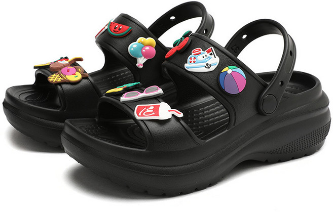 Yanrz 여름 스포츠 샌들 여자 빅사이즈 통굽 비치 샌들