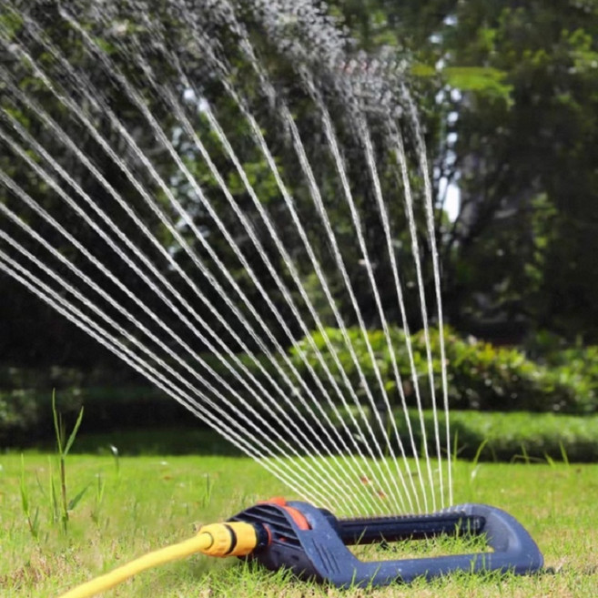 테쯔오공구 자동회전 스프링쿨러 19구 연결캡3개포함 업그레이드버전 정원 텃밭 잔디 이동식 물주기, 오렌지+그레이, 1개