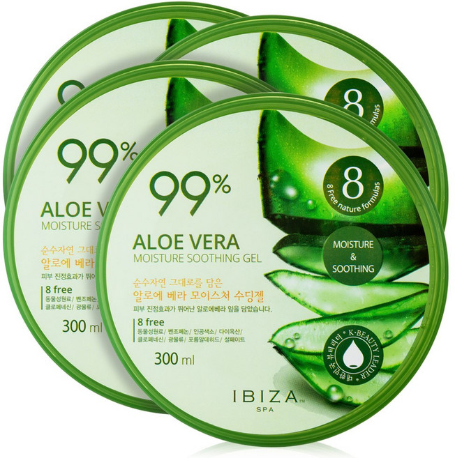 이비자 스파 알로에베라 모이스춰 수딩젤 300, 4개, 300ml