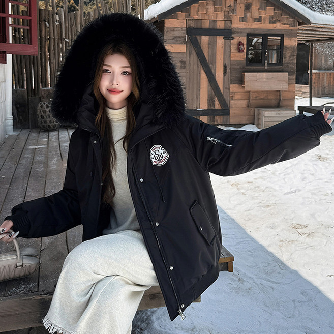 ANYOU 가을겨울두꺼운 후드퍼넥 숏기장 오리털 패딩 두꺼운 점퍼 따뜻한 점퍼