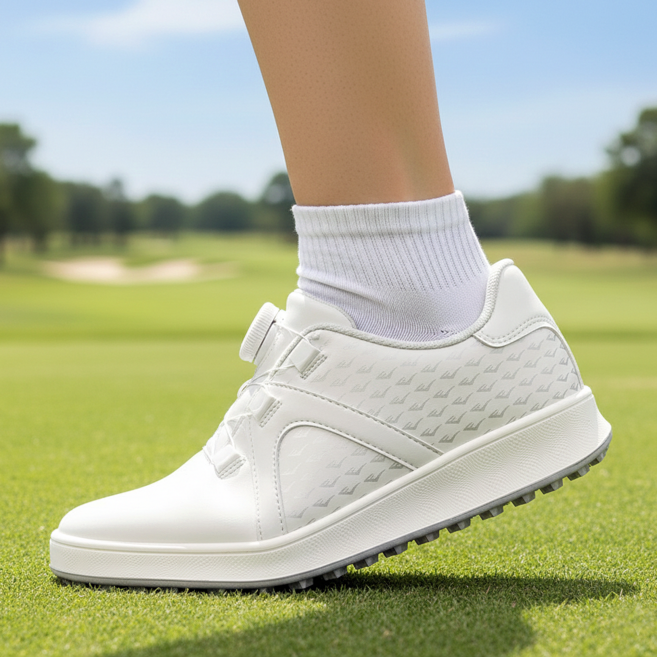 에버라스트 국산 소가죽 다이얼 스파이크 골프화 여성 발편한 쿠션 골프 경량 운동화 스니커즈 실내 스크린골프화