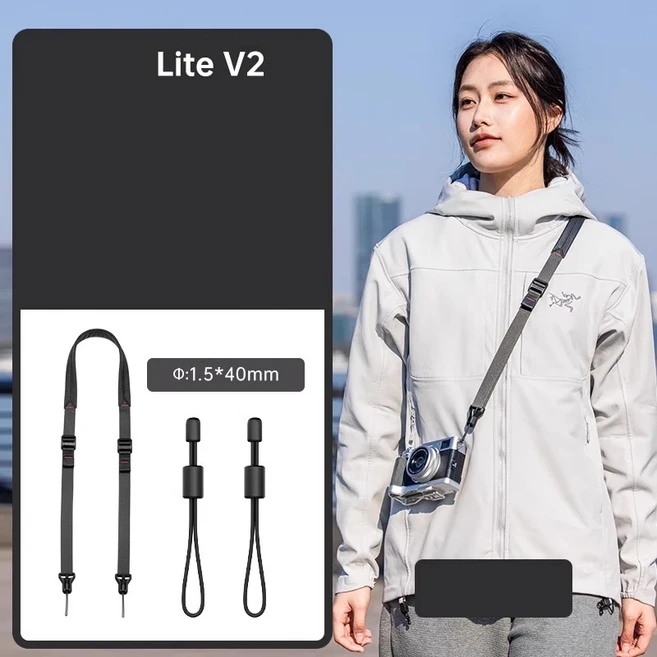 FALCAM 클래식 에디션 카메라 넥 스트랩(MagLink V2 포함) | 안전한 자석식 분리 및 패딩 처리된 어깨끈, 08 Lite V2 black