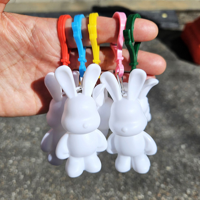 무지 DIY 버니브릭 토끼 베어 키링 만들기 아트베어 가방고리 미술놀이 미술교구 푸어링아트 액션페인팅, 50개입, 고리색랜덤발송