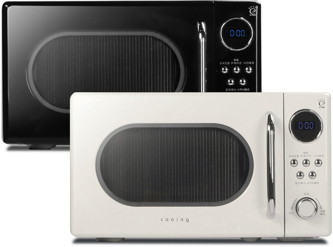 쿠잉 레트로 전자레인지 MM-R20E 크림 블랙 전자렌지 버튼식 미니 소형 원룸 기숙사 모텔 리조트 미니전자레인지, MM-R20EBK (블랙)