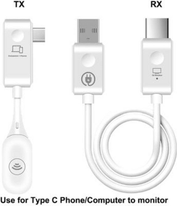 무선 프로젝션 C 타입에서 1080P 디스플레이 HDMI 호환 송신기 및 리시버 썬더볼트 3 노트북 휴대폰 모니터, 01 TX and RX, 1개