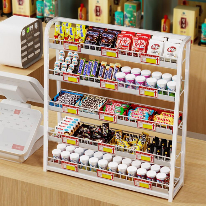 껌 매대 상가 스낵 카운터 디스플레이 계산대 캐셔 흰색 길이, 1개, C. 화이트 (50x15x67) 5단 × 1개 × 1개