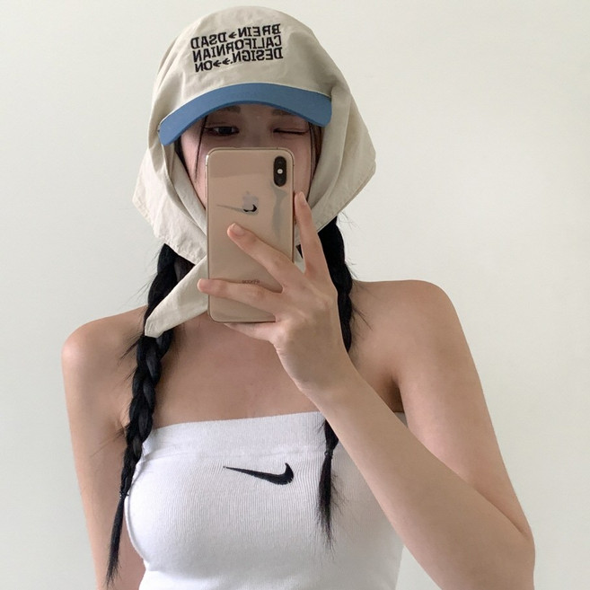 [비마이뮤즈] [얼굴보호/무배] 브레인 두건 자수 보넷 스카프 모자 여름 휴양지 배색 볼캡