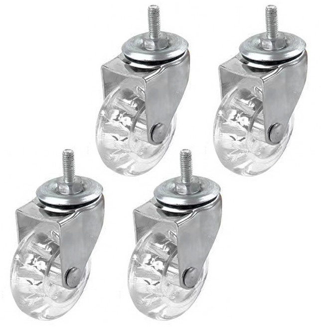 스톤락 2인치 크리스탈 TPU 무소음 캐스터 바퀴 M6, 4개
