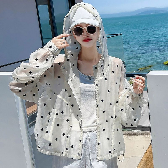 여성 고급 텐셀 자외선 차단 가디건 여름 캐주얼 루즈핏 아웃도어 바람막이 점퍼 자켓