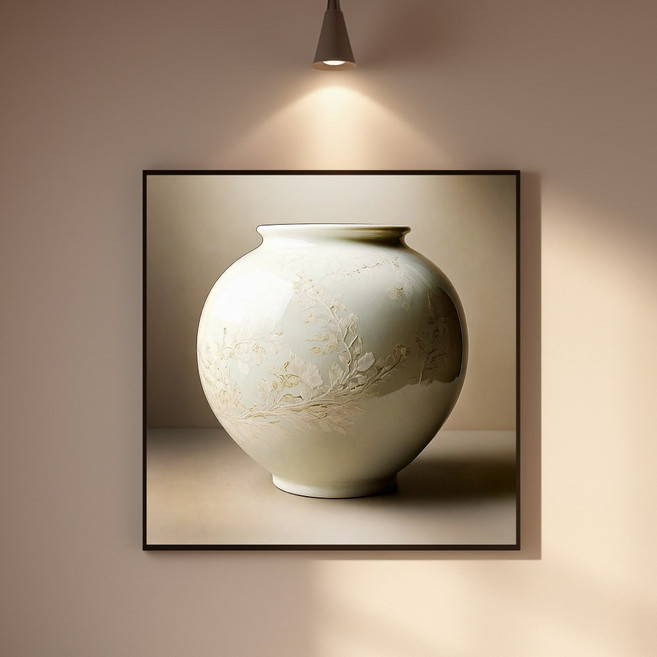 돈 들어오는 그림 달항아리 그림 액자 한국 전통 풍수 인테리어 캔버스 거실 집들이 선물용 동양화 모던 액자, 1.심플블랙, 5. 부귀화 항아리 (꽃무늬 달항아리)