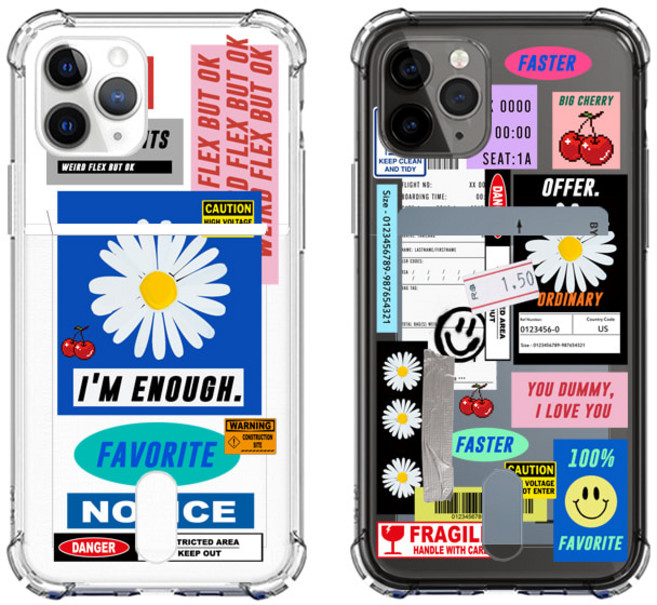 갤럭시노트20 시리즈 데이지 스티커 투명 카드 케이스