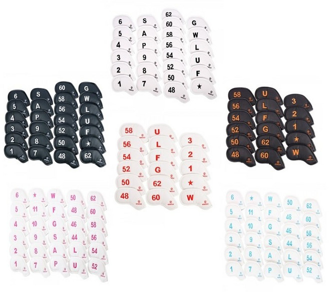 뉴즐 자석 더블사이드 넘버 개별 단품 아이언커버 / 웨지커버 자석 왁커버 모음, 자석 올화이트(핑크자수), 48도 웨지커버