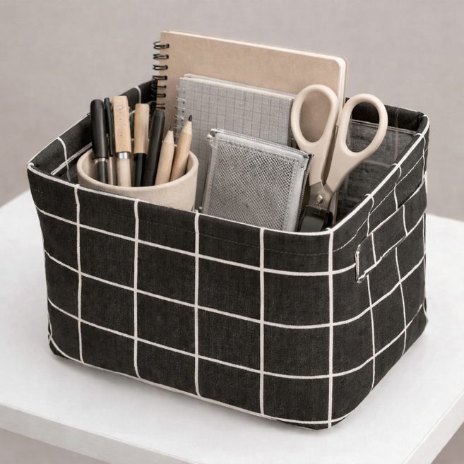 루마스 다용도 정리함 접이식 바구니, 블랙, 1개