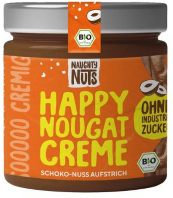 Naughty Nuts 내추럴 너츠 유기농 해피 누가트 스프레드 - 비건 팜유 무첨가 정제 설탕 250g, 1개