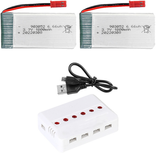 드론배터리 3.7v 1800mah 충전기세트 스트론S, (스트) 1800mah2개+6in1충전