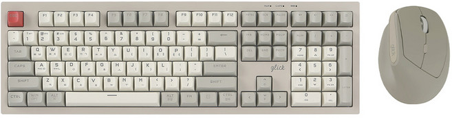 지클릭커 오피스프로 사일런스 무소음 무선 블루투스 108키 키보드 버티컬 마우스 세트, 일반형, 레트로, WMK600 108키