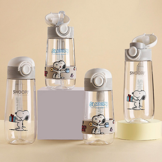 優貝選 史努比 SNOOPY 兒童水壺 500ML/600ML 吸管/直飲式便攜水壺, 500ML-吸管式, 1個