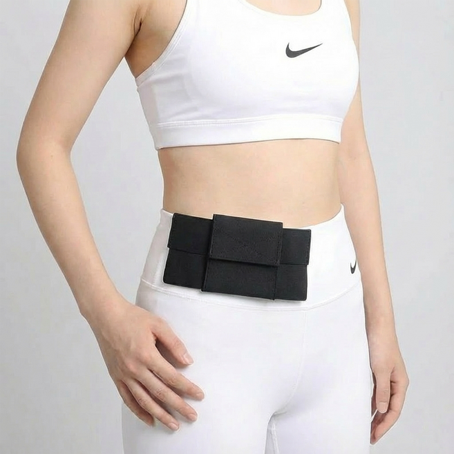 레드에셋 흔들림 없는 스포츠 러닝벨트 초경량 허리 핸드폰 가방, 1개, 블랙