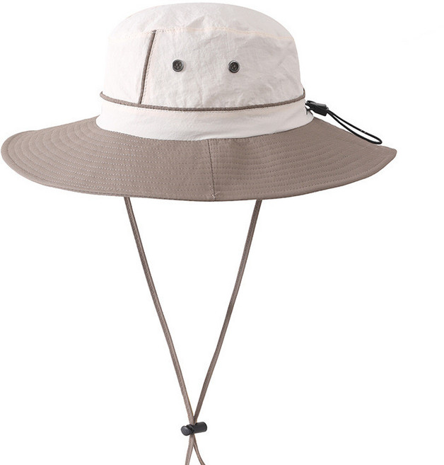 美式戶外登山帽 拼色速幹釣魚帽 男女遮陽漁夫帽, 卡其色,M（56-58cm）
