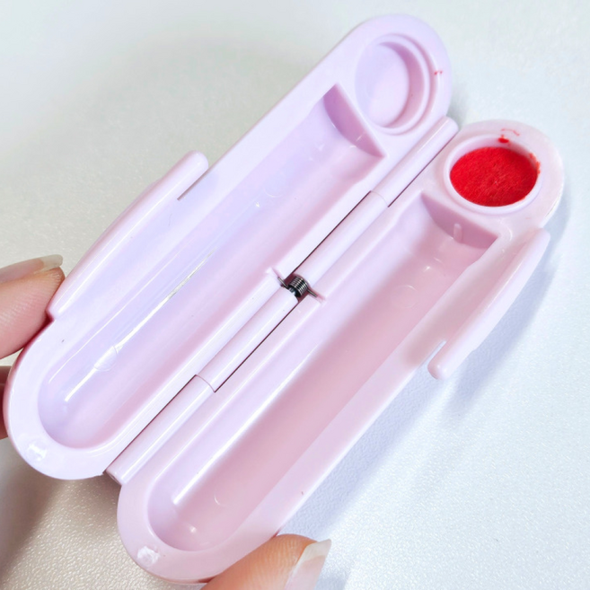 올피노 업무 사무 도장케이스 인주내장 휴대용 도장집 산리오 1p, 핑크