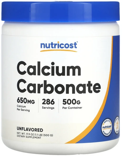 Nutricost 탄산칼슘 무맛 500g(1.1lb), Nutricost 탄산칼슘 무맛 500g11lb, 500g, 1개 - 쿠팡